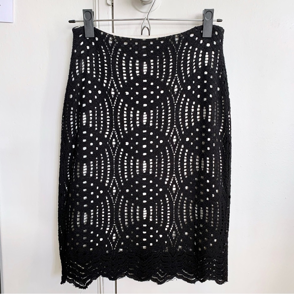 NWT Forever 21 pencil skirt black lace overlay cream business casual whimsygoth